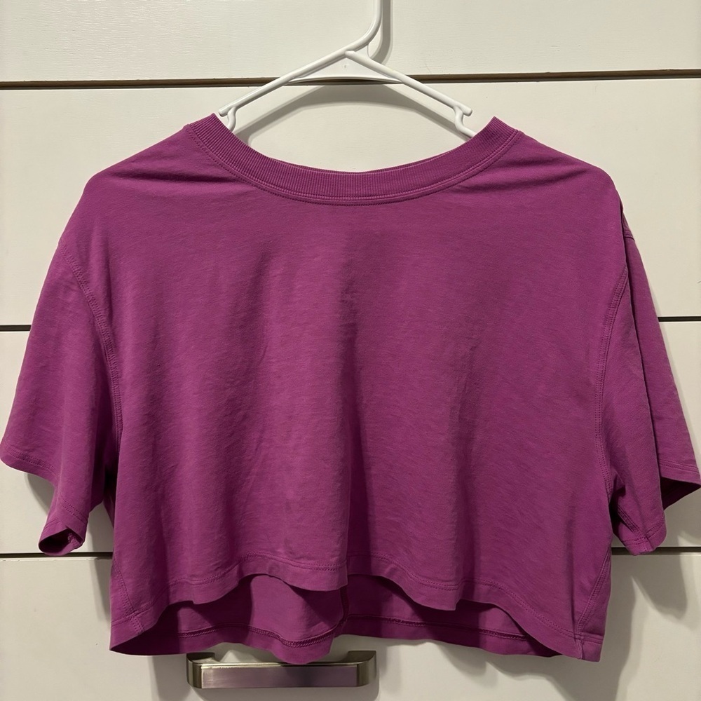 Lululemon All Yours Cropped T-Shirt Vivid Plum - Picture 2 of 6